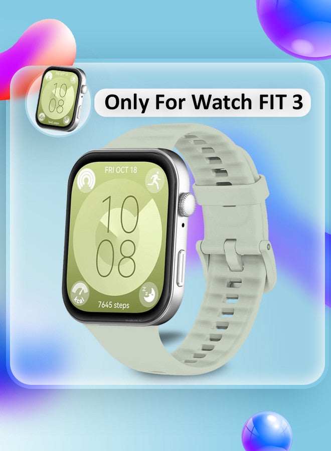 MARGOUN (for Watch Fit 3) Silicone Sport Band, Soft Adjustable Sport Breathable Replacement Watch Strap Loop Grey - Image 2