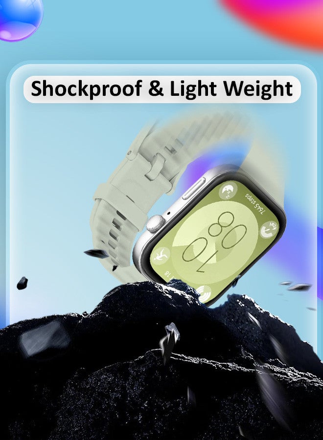 MARGOUN (for Watch Fit 3) Silicone Sport Band, Soft Adjustable Sport Breathable Replacement Watch Strap Loop Grey - Image 5