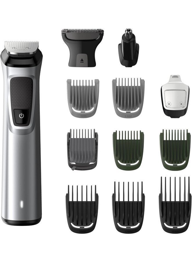 فيليبس سلسلة فيليبس 13 في 1 متعددة الغرف 7000 | ماكينة تشذيب مثالية للرجال | تقنية القطع المزدوج | ماكينة تشذيب اللحية الدقيقة | ماكينة تشذيب الشعر | ماكينة العناية بالجسم | ماكينة تشذيب شعر الأذن والأنف | شفرات معدنية ذاتية الشحذ | MG7715 - Image 1