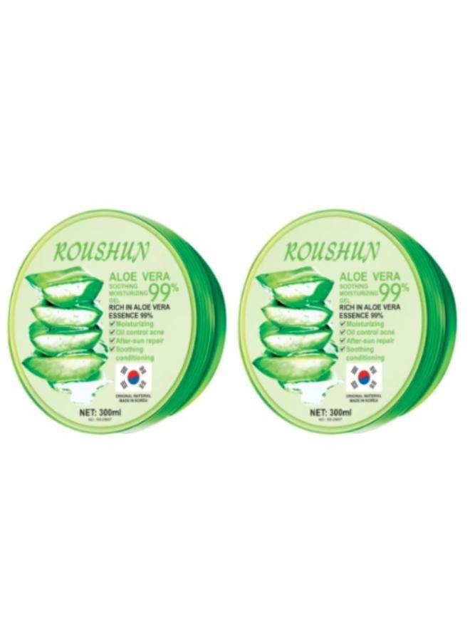 ROUSHUN 2 Pieces Of Clear Moisturizing And Soothing Gel With Aloe Vera, 2 x 300ml - Image 1