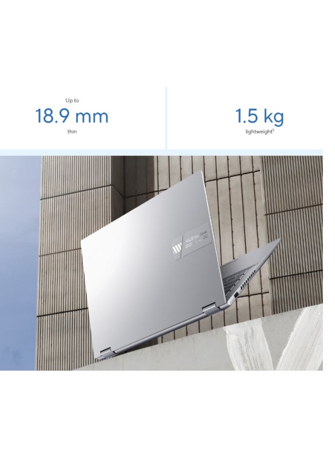 أسوس كمبيوتر محمول Vivobook Flip بشاشة مقاس 14 بوصة ومعالج Ryzen 5-7430U وذاكرة وصول عشوائي سعة 8 جيجابايت ومحرك أقراص SSD سعة 512 جيجابايت وبطاقة رسومات Intel Iris XE وWindows 11  - Image 5