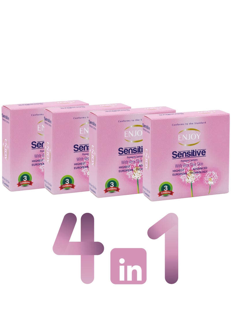 إنجوي استمتع بمجموعة الواقيات الذكرية الفاخرة الحساسة، 12 قطعة - Image 1