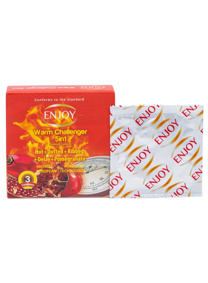 إنجوي عبوة من 4 واقيات ذكرية فاخرة بنكهة الرمان من Warm Challenger، 12 قطعة - Image 2