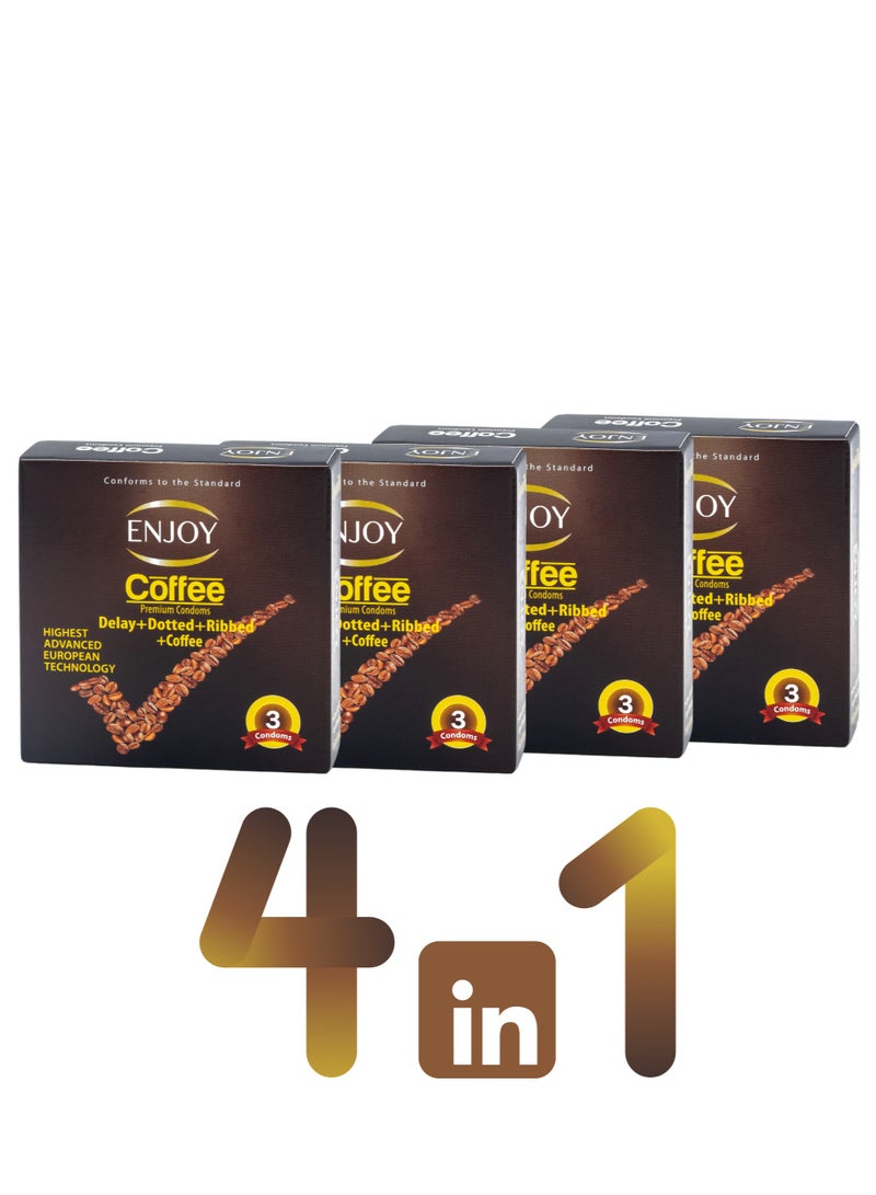 ENJOY Pack Of 4 Coffee Premium Condoms  - Image 1
