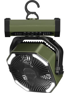SONASHI 8 Inch Rechargeable Fan - 10,000mAh Li-ion Battery Operated Fan with Bright LED Light | Type-C Charging with Continuous Working for 30 Hours | Portable with Remote Control SRF-808 Green  - Image 5