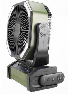 SONASHI 8 Inch Rechargeable Fan - 10,000mAh Li-ion Battery Operated Fan with Bright LED Light | Type-C Charging with Continuous Working for 30 Hours | Portable with Remote Control SRF-808 Green  - Image 3