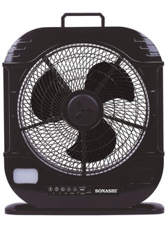 SONASHI 12Inch Rechargeable Fan - Remote Control | 3 Speed Control with Bright LED | Solar Charging Slot with Continuous 20 Hours Working | High Performing Motor for High Speed | Portable Fan SRF-512N Black  - Image 1