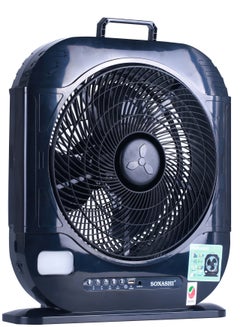 SONASHI 12Inch Rechargeable Fan - Remote Control | 3 Speed Control with Bright LED | Solar Charging Slot with Continuous 20 Hours Working | High Performing Motor for High Speed | Portable Fan SRF-512N Black  - Image 3