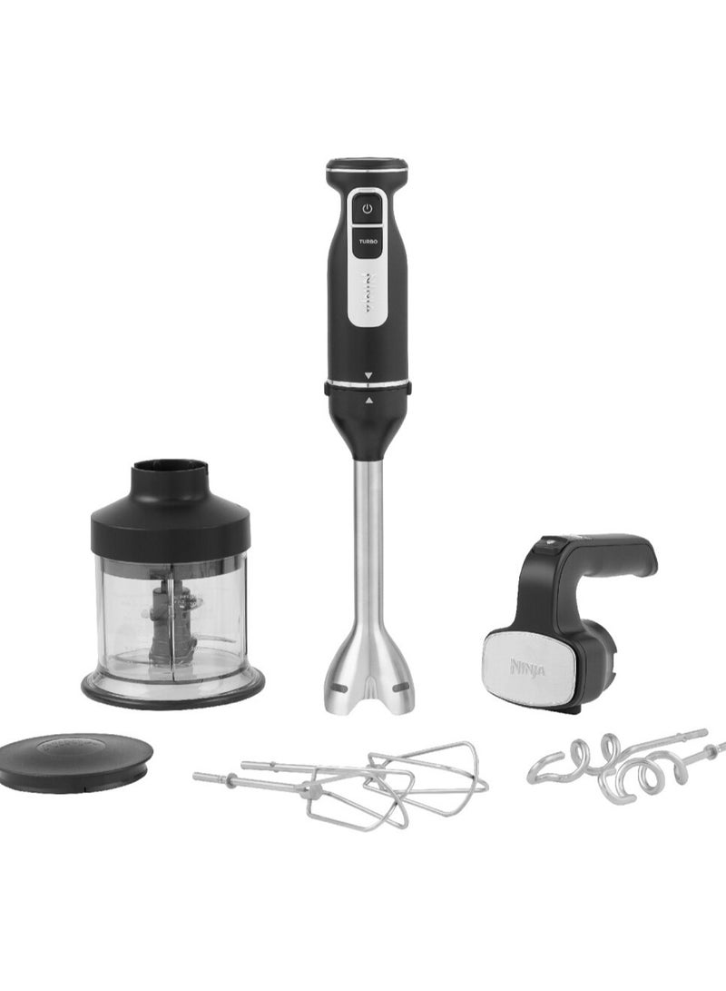 Ninja Foodi 3-in-1 Hand blender, Hand mixer and Chopper | 5 Mixing Speeds and 2 Blending Speeds | 700ml Mixing bowl | 1.5 m Long Power Cord | Dishwasher-Safe CI100EU Silver/Black - Image 1