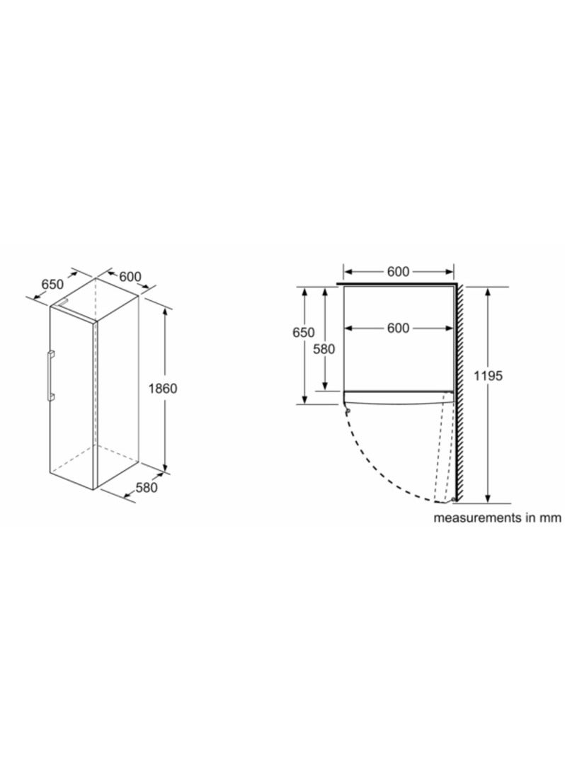 بوش السلسلة 4، فريزر قائم بذاته، 186 × 60 سم، بتصميم من الستانلس ستيل GSN36VL30U فضي - Image 4