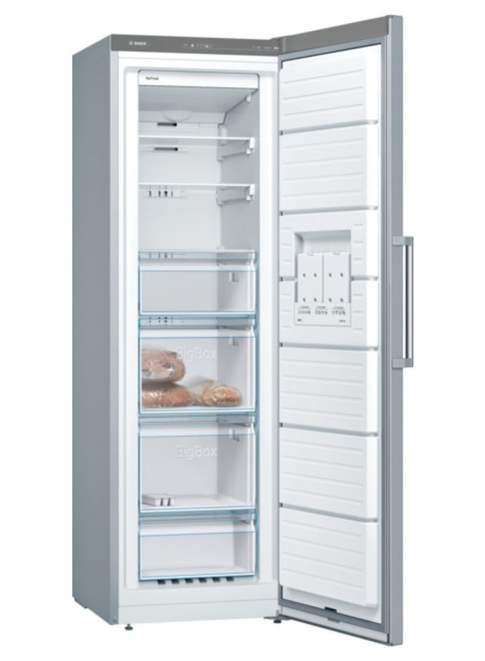 بوش السلسلة 4، فريزر قائم بذاته، 186 × 60 سم، بتصميم من الستانلس ستيل GSN36VL30U فضي - Image 2