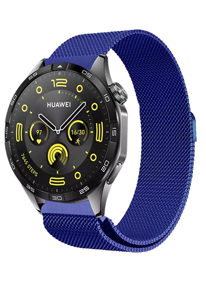مارجون (for Huawei GT4 22mm) Milanese Strap, Adjustable Stainless Steel Band Men and Women Mesh Loop Magnetic Clasp Replacement Band Blue - Image 2
