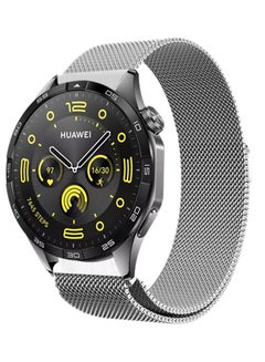 MARGOUN (for Huawei GT4 22mm) Milanese Strap, Adjustable Stainless Steel Band Men and Women Mesh Loop Magnetic Clasp Replacement Band Silver  - Image 2
