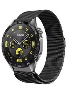 MARGOUN (for Huawei GT4 22mm) Milanese Strap, Adjustable Stainless Steel Band Men and Women Mesh Loop Magnetic Clasp Replacement Band Black  - Image 2