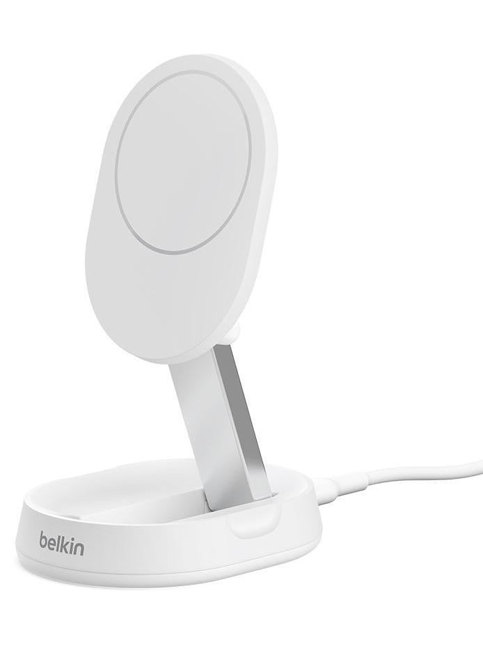 belkin Boostcharge Pro Convertible Magnetic Wireless Charging Stand With Qi2 15W - 20W Usb-C Power Supply Included White - Image 2