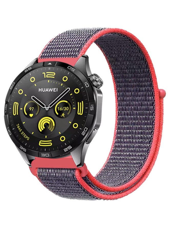 MARGOUN (for Huawei GT4 22mm) Nylon Strap,Sport Wristband Strap Adjustable Sport Stretchy Braided Solo Loop Band Dark Purple/Orange - Image 2