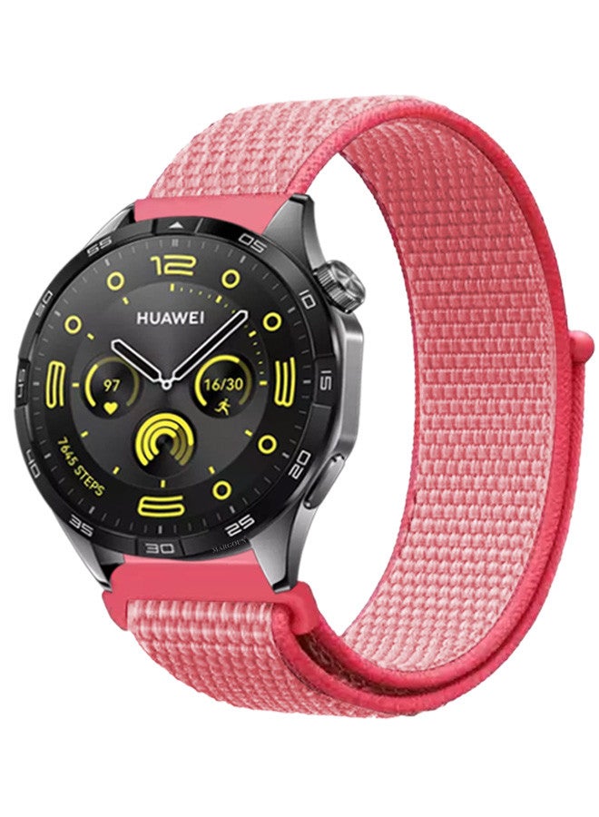 MARGOUN (for Huawei GT4 22mm) Nylon Strap,Sport Wristband Strap Adjustable Sport Stretchy Braided Solo Loop Band Pink - Image 2