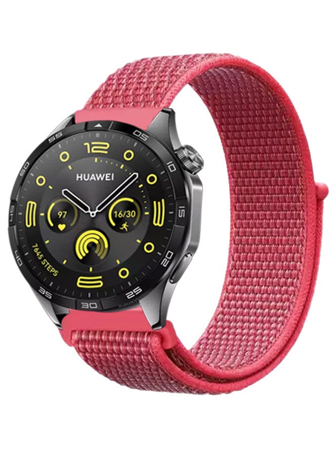 MARGOUN (for Huawei GT4 22mm) Nylon Strap,Sport Wristband Strap Adjustable Sport Stretchy Braided Solo Loop Band Red  - Image 2
