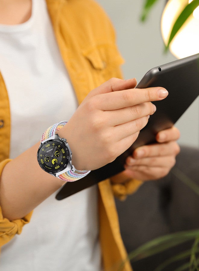 مارجون (for Huawei GT4 22mm) Nylon Strap,Sport Wristband Strap Adjustable Sport Stretchy Braided Solo Loop Band Multicolor - Image 3