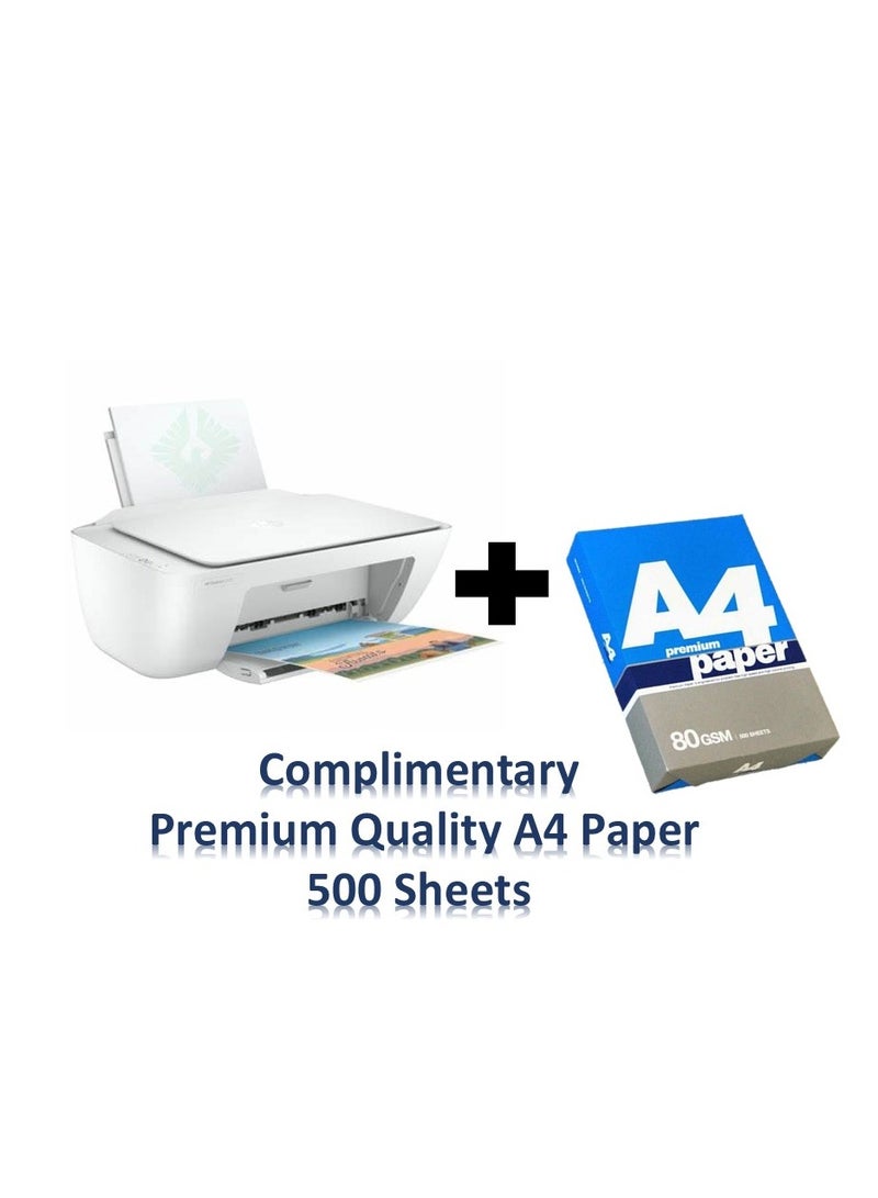 HP Deskjet 2320 All-In-One Printer & Usb Plug, Compact Printer To Print, Scan & Copy - 7WN42B White with Premium A4 500 Sheets White - Image 1