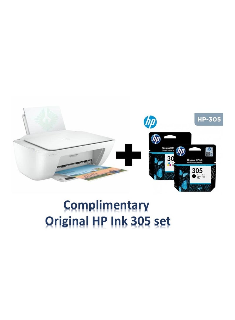HP Deskjet 2320 All-In-One Printer And Usb Plug, Compact Printer To Print, Scan And Copy - 7WN42B White with HP Original 305 Ink Set White - Image 1