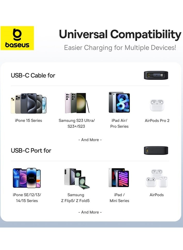 Baseus Portable Charger with Built-In USB-C Cable, PD 30W Output, Fast Charging Power Bank with USB-C, LED Display, Compatible with MacBook Air/Pro M1/M2, iPhone 16/15/14/13 Series, Samsung Galaxy S24/S23/S22, Z Flip5/Fold 5, Huawei, Xiaomi, iPad Pro, Vivo, and Other USB-C Devices, Compact and Lightweight Black - Image 5