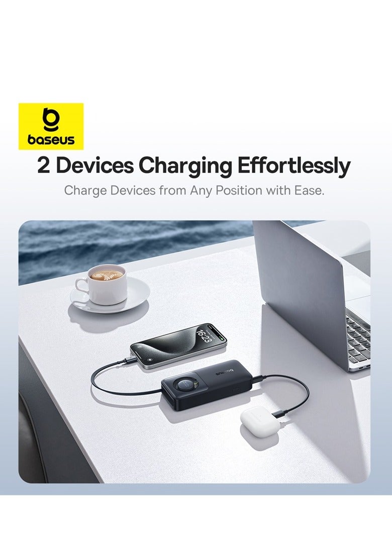 Baseus Portable Charger with Built-In USB-C Cable, PD 30W Output, Fast Charging Power Bank with USB-C, LED Display, Compatible with MacBook Air/Pro M1/M2, iPhone 16/15/14/13 Series, Samsung Galaxy S24/S23/S22, Z Flip5/Fold 5, Huawei, Xiaomi, iPad Pro, Vivo, and Other USB-C Devices, Compact and Lightweight Black - Image 4