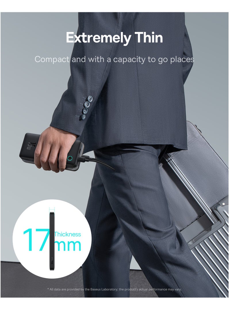 10000 mAh Portable Power Bank, High-Capacity USB-C Charger with PD USB-C Port and QC USB-A Ports, 15W Fast Charging Battery Pack, Compatible with iPhone 16 Plus, 16 Pro, 16 Pro Max, 15, 14, 13, 12 Series, Samsung Galaxy S24/S23, iPad Air/Pro, Tablets, and Other Devices, Compact and Lightweight Design Black