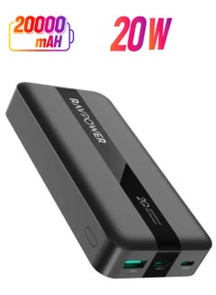 20000 mAh Power Bank 20W Power Bank With 2 Type-C Pd Ports And A Usb Port - Black