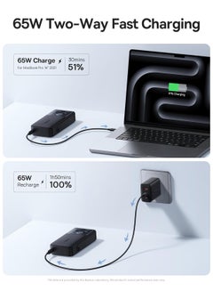 Baseus 20000 mAh 65W Power Bank, Laptop Portable Charger with Built-in Retractable USB-C Cable, Fast Charging Battery Pack for MacBook Pro/Air, iPad Pro/Air, iPhone 16 Pro Max, 15 Series, Samsung S24 Ultra, S23, S22, Steam Deck, AirPods, Tablets, High-Capacity Portable Charger for Laptops and Mobile Devices Black  - Image 4