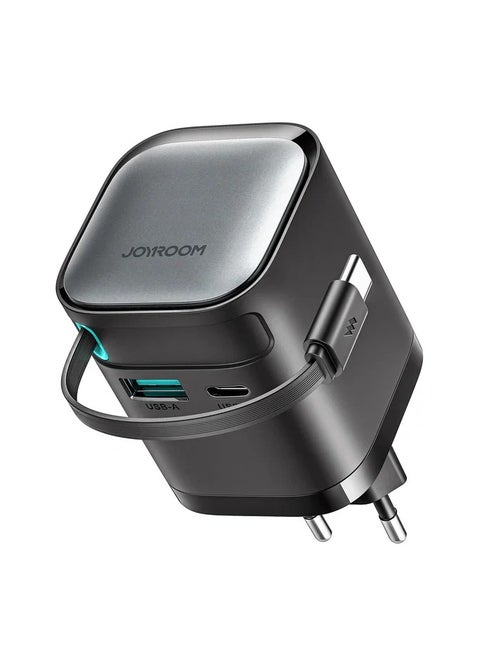 Joyroom Gan 65W Charger with Retractable Cable JR-TCL02EU BLACK