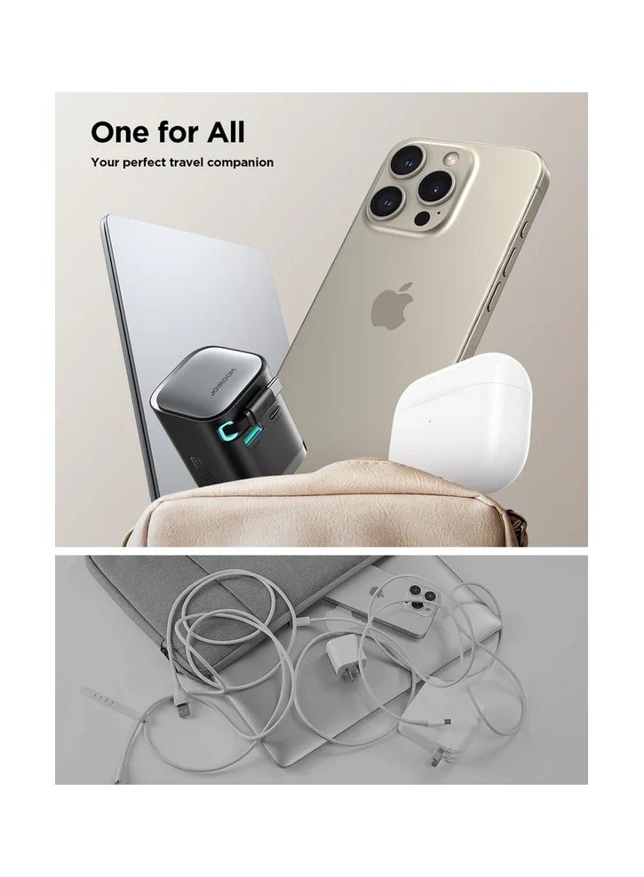 جوي روم Joyroom Gan 65W Charger with Retractable Cable JR-TCL02EU BLACK - Image 3