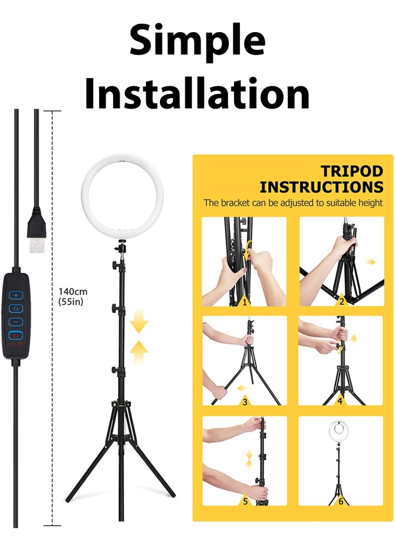 Toshionics - 22 Inch Dimmable Circle LED Studio Selfie Ring Light With 90Inch Tripod Stand Remote And 3 Mobile Phone Holders For Makeup Camera Photography YouTube Video Shoot TikTok Vlog Live Stream With Carry Bag Multicolour - Image 1