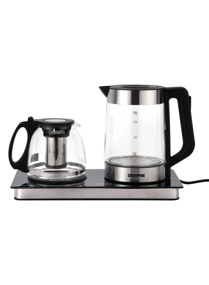 جيباس Borosilicate Glass Digital Tea Maker| 1.8 L and 1.2 L, Touch Screen Control, 2200W for Fast Boiling | Making Coffee, Water, Milk, Various Types of Tea | 2 Years Warranty, Silver and Black GTM38065 3 L 2200 W GTM38065 Black & Silver - Image 1