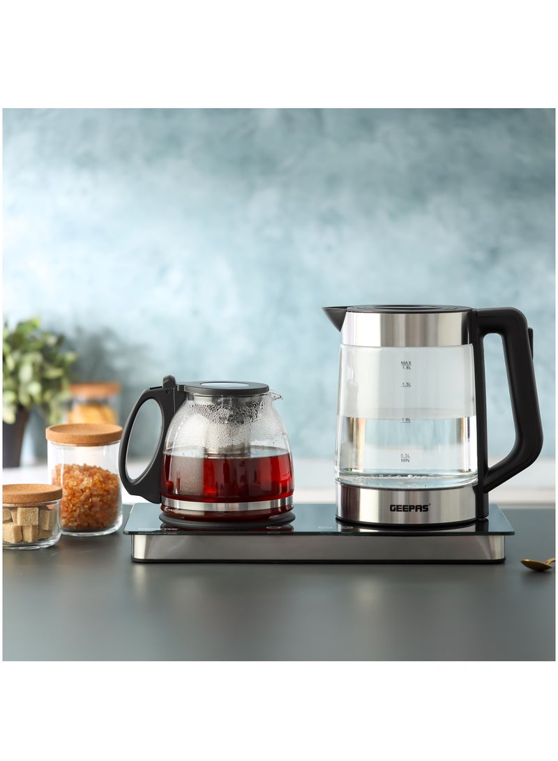 جيباس Borosilicate Glass Digital Tea Maker| 1.8 L and 1.2 L, Touch Screen Control, 2200W for Fast Boiling | Making Coffee, Water, Milk, Various Types of Tea | 2 Years Warranty, Silver and Black GTM38065 3 L 2200 W GTM38065 Black & Silver - Image 2