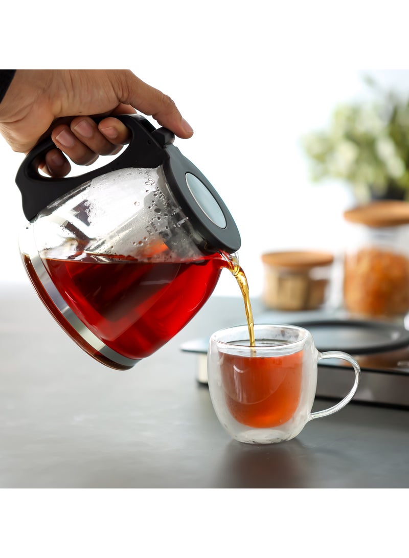 جيباس Borosilicate Glass Digital Tea Maker| 1.8 L and 1.2 L, Touch Screen Control, 2200W for Fast Boiling | Making Coffee, Water, Milk, Various Types of Tea | 2 Years Warranty, Silver and Black GTM38065 3 L 2200 W GTM38065 Black & Silver - Image 5