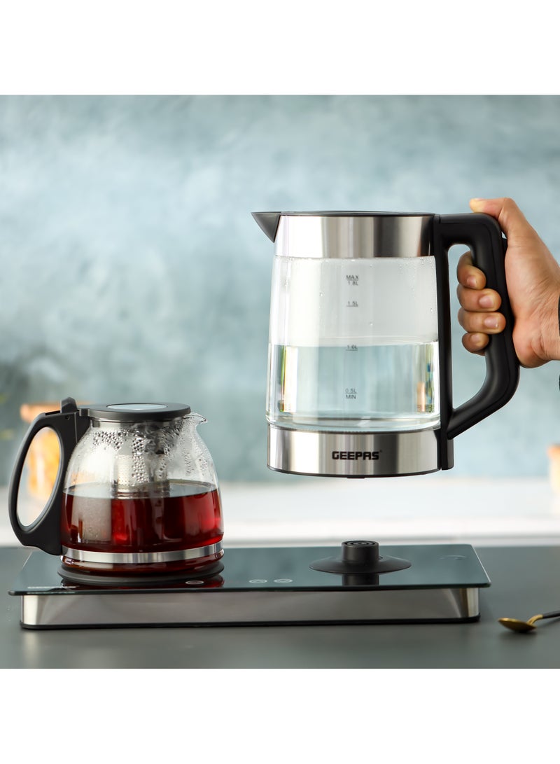 جيباس Borosilicate Glass Digital Tea Maker| 1.8 L and 1.2 L, Touch Screen Control, 2200W for Fast Boiling | Making Coffee, Water, Milk, Various Types of Tea | 2 Years Warranty, Silver and Black GTM38065 3 L 2200 W GTM38065 Black & Silver - Image 3