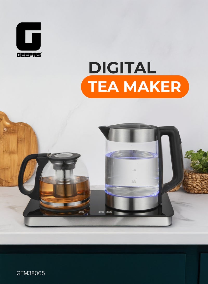 GEEPAS Borosilicate Glass Digital Tea Maker| 1.8 L and 1.2 L, Touch Screen Control, 2200W for Fast Boiling | Making Coffee, Water, Milk, Various Types of Tea | 2 Years Warranty, Silver and Black GTM38065 3 L 2200 W GTM38065 Black & Silver - Image 1