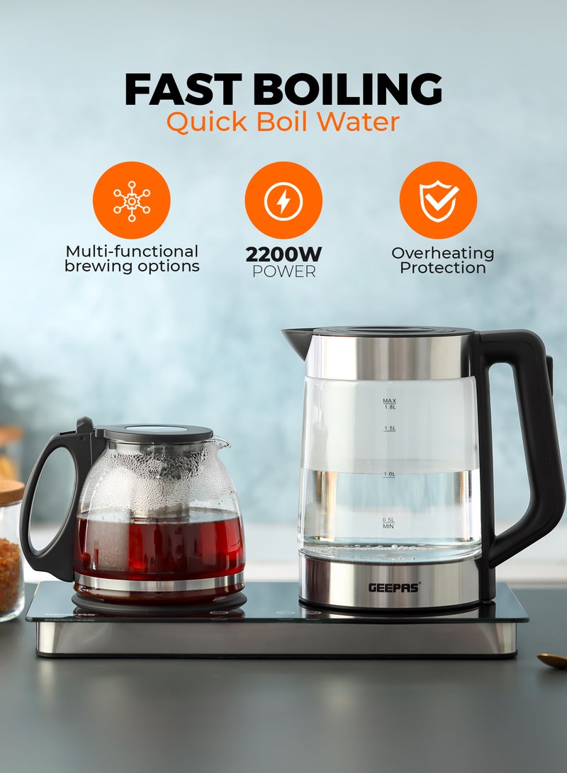 GEEPAS Borosilicate Glass Digital Tea Maker| 1.8 L and 1.2 L, Touch Screen Control, 2200W for Fast Boiling | Making Coffee, Water, Milk, Various Types of Tea | 2 Years Warranty, Silver and Black GTM38065 3 L 2200 W GTM38065 Black & Silver - Image 4