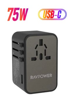 RAVPOWER 75-Watt Multi-Port Travel Plug With Three Type-C Ports And A Usb-A Port Black  - Image 1