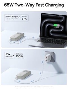 Baseus 20000 mAh 65W Power Bank, Laptop Portable Charger with Built-in Retractable USB-C Cable, Fast Charging Battery Pack for MacBook Pro/Air, iPad Pro/Air, iPhone 16 Pro Max, 15 Series, Samsung S24 Ultra, S23, S22, Steam Deck, AirPods, Tablets, High-Capacity Portable Charger for Laptops and Mobile Devices Lunar Grey  - Image 4
