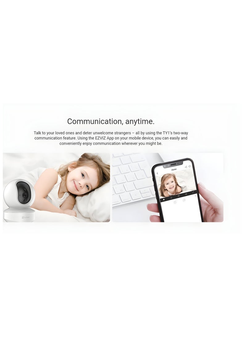 EZVIZ - TY1 2K 3MP H.265 Smart Wi-Fi Pan & Tilt CCTV Camera CS-C6N-C0-2C3WF - Image 1
