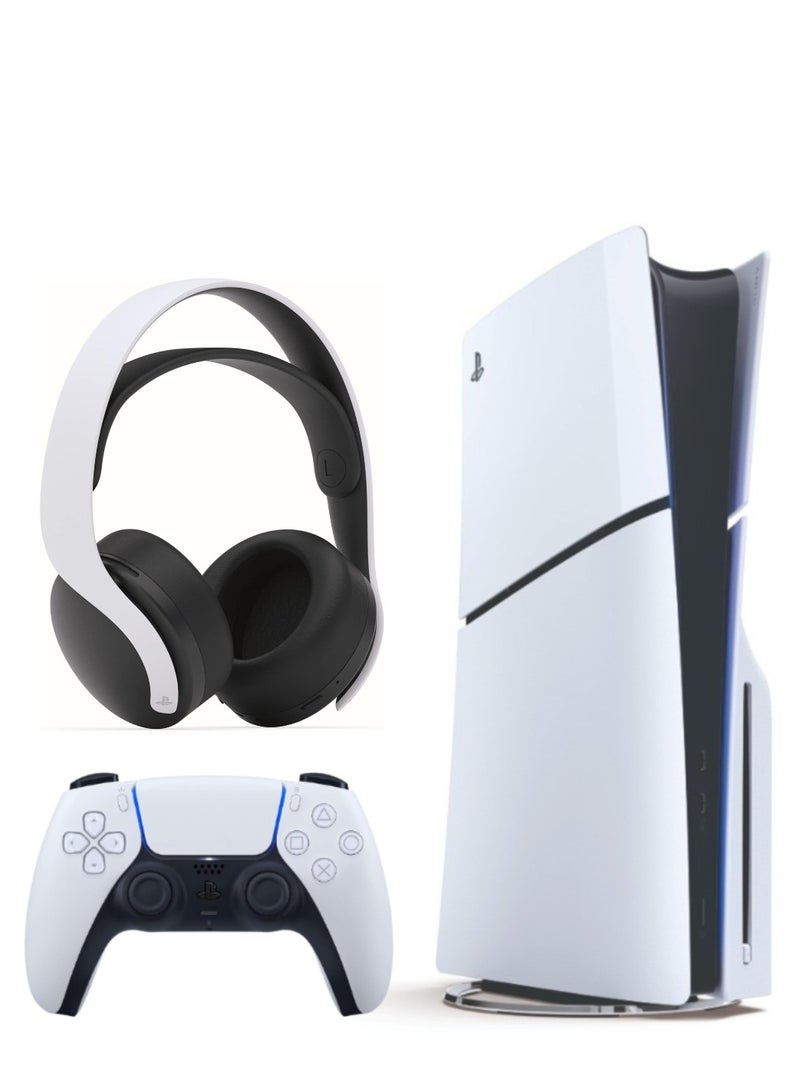 Sony PlayStation 5 Slim Disc Console With Pulse 3D Headset - White - Image 1