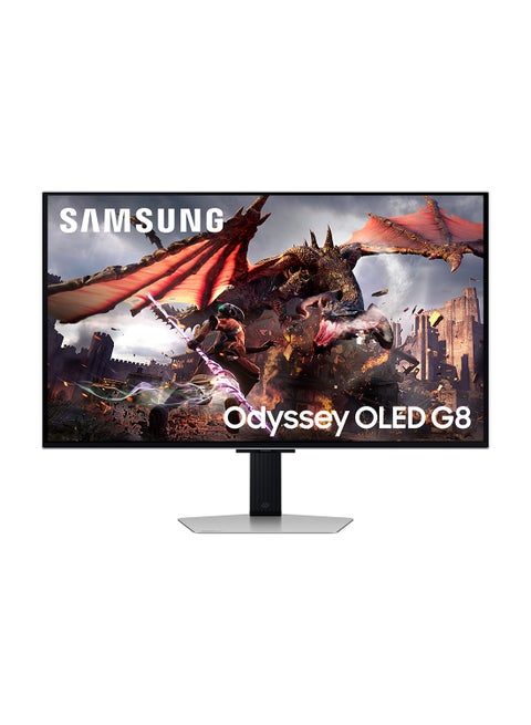 شاشة الألعاب المسطحة Odyssey G8 G80SD مقاس 32 بوصة بدقة 3840x2160 I UHD I 240Hz، OLED، وقت استجابة يصل إلى 1 مللي ثانية، HDMI 2.1 وAMD FreeSync Premium