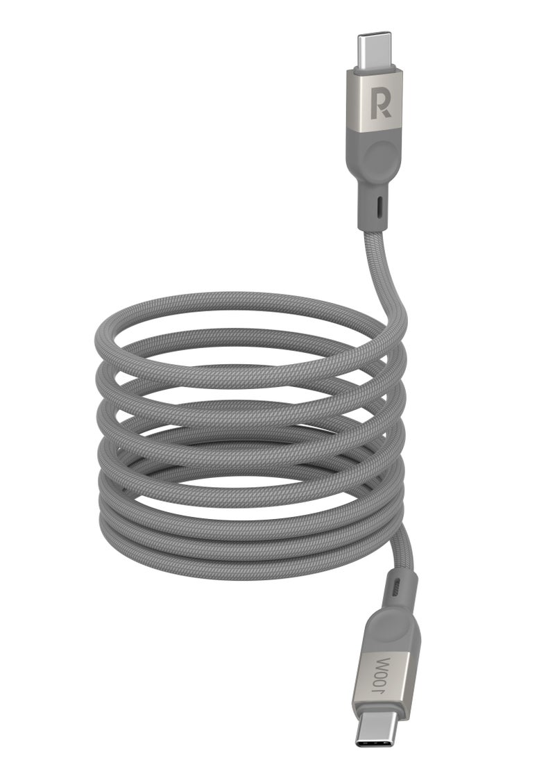 Baseus Ravpower Magnetic Braided Usb-C To Usb-C Cable - 60W - 1.2M Grey - Image 1