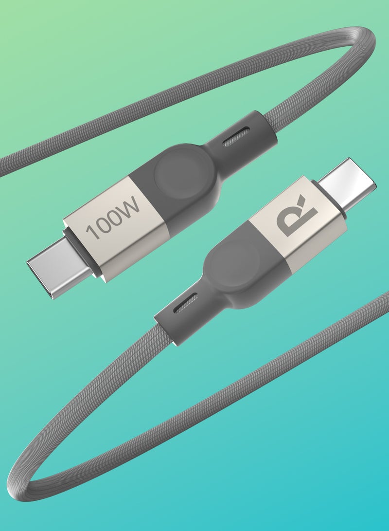 Baseus Ravpower Magnetic Braided Usb-C To Usb-C Cable - 60W - 1.2M Grey - Image 2