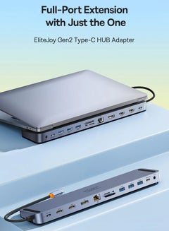 Baseus Elitejoy Gen2 12-Port Type-C Hub Adapter Dark Gray（Type-C To Hdmi*2+Usb3.0*3+Pd*1+Dp*1+Sd/Tf*1+Rj45*1+Type-C Data*1+3.5Mm*) Dark Grey  - Image 5