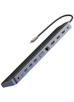Baseus Elitejoy Gen2 12-Port Type-C Hub Adapter Dark Gray（Type-C To Hdmi*2+Usb3.0*3+Pd*1+Dp*1+Sd/Tf*1+Rj45*1+Type-C Data*1+3.5Mm*) Dark Grey  - Image 2