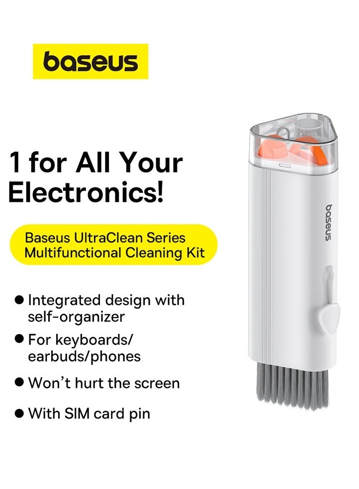 Baseus 8-In-1 Multi-Functional Cleaning Kit For Laptop Screen, Keyboard And Earbuds - Moon White  - Image 5