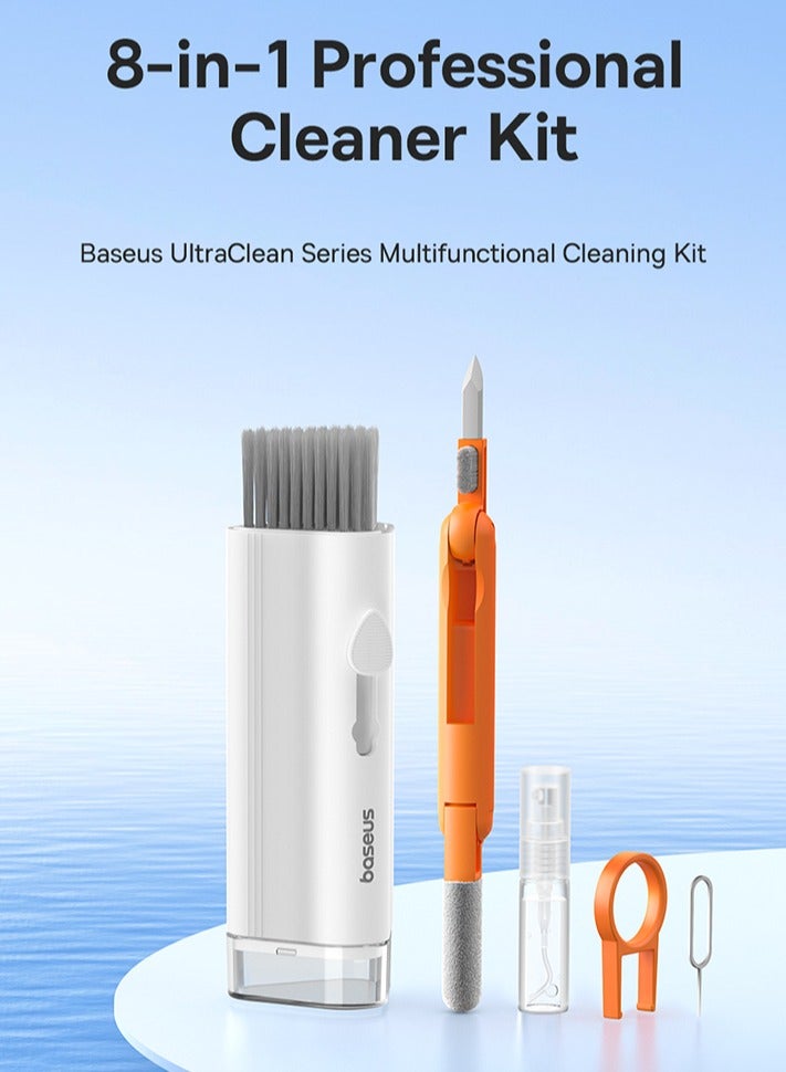 Baseus 8-In-1 Multi-Functional Cleaning Kit For Laptop Screen, Keyboard And Earbuds - Moon White  - Image 3